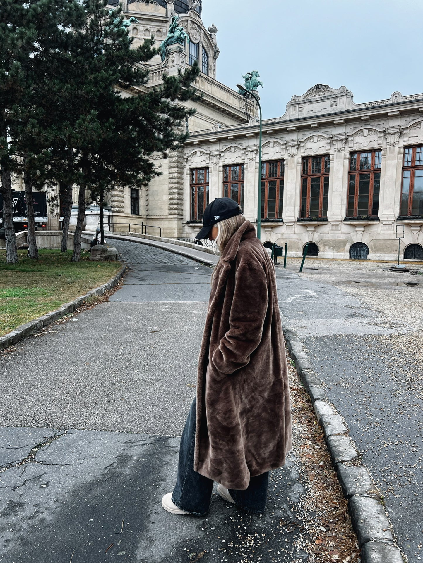 Brown Faux Fur Longline Coat