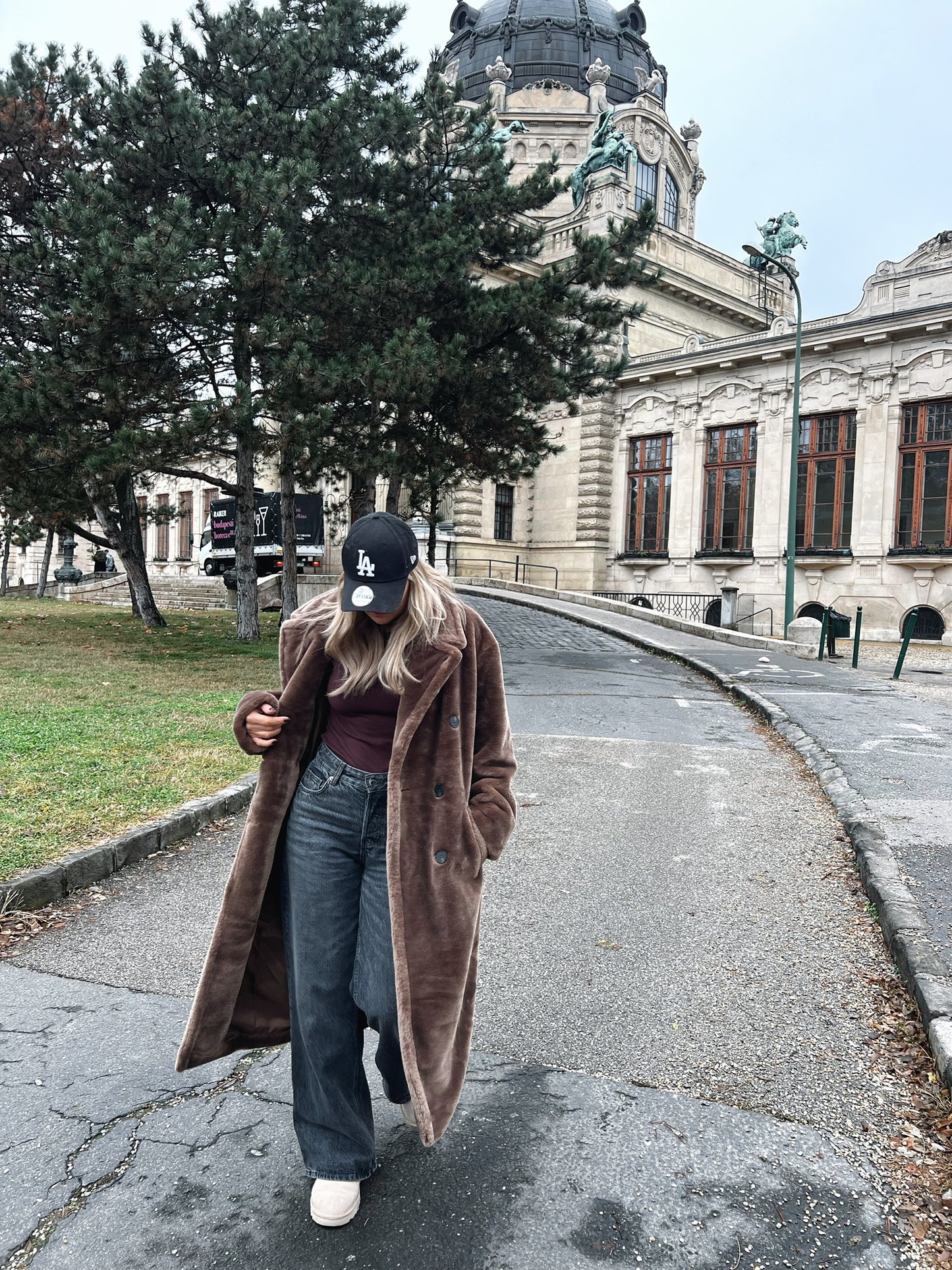 Brown Faux Fur Longline Coat