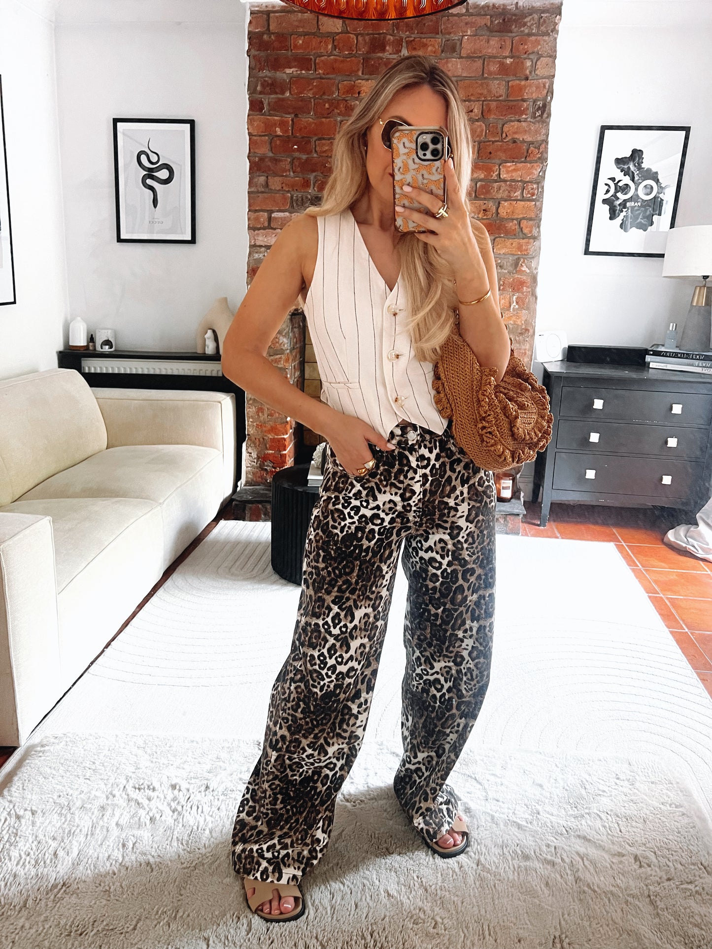 Leopard Wide Leg Jeans